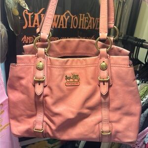 Coach Pink Shoulder Bag with Signature Logo